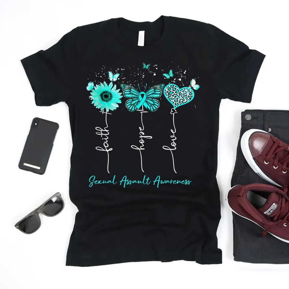 Sexual Assault Awareness Faith Hope Love Leopard Sunflower Shirt